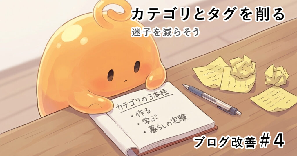 カテゴリとタグを削る|3本柱と少数タグで迷子を減らす【ブログ改善#4】