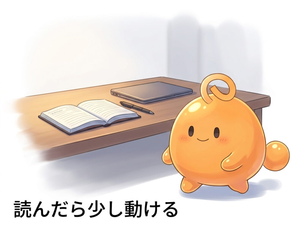 読み終わったあとに少し前へ進めそうなのりてらスライムのイラスト