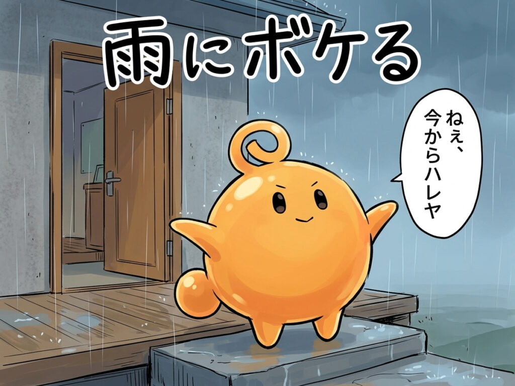 雨に向かって「今から晴れるよ」とボケるのりてらスライム