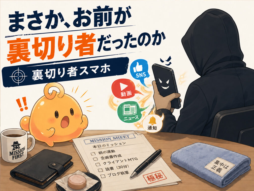 一人誕生日ミッション中に時間を奪う裏切り者スマホのイラスト
