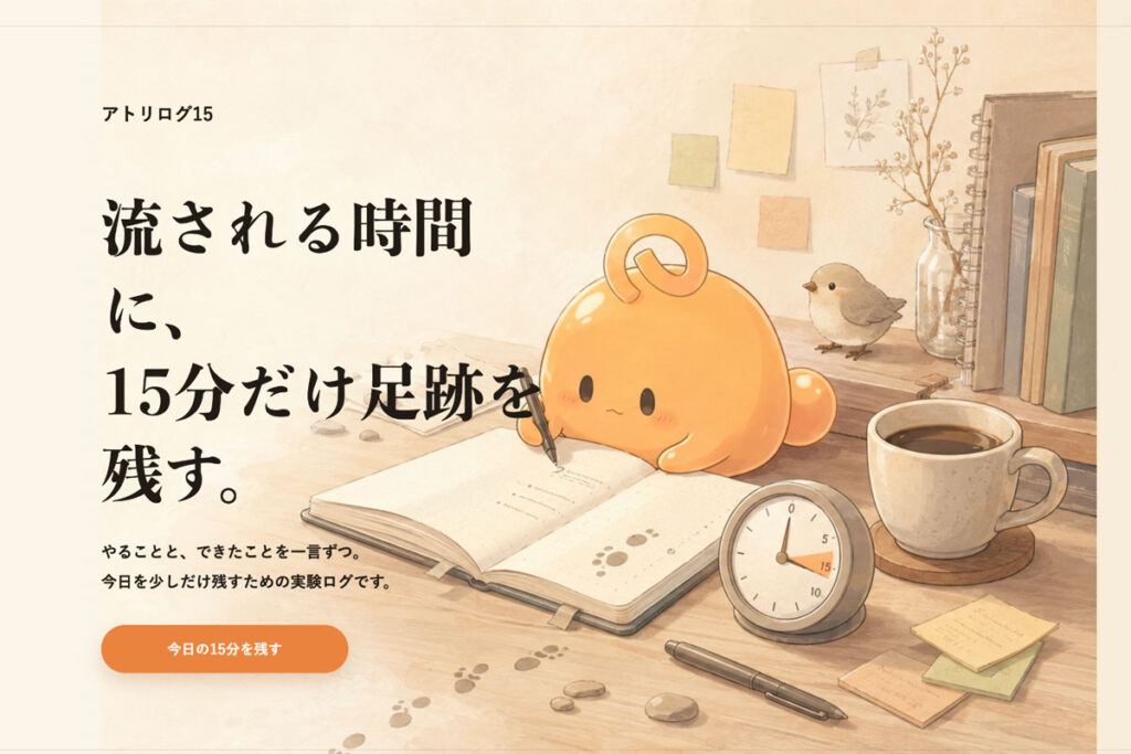 アトリログ15の現在のファーストビュー案のスクリーンショット