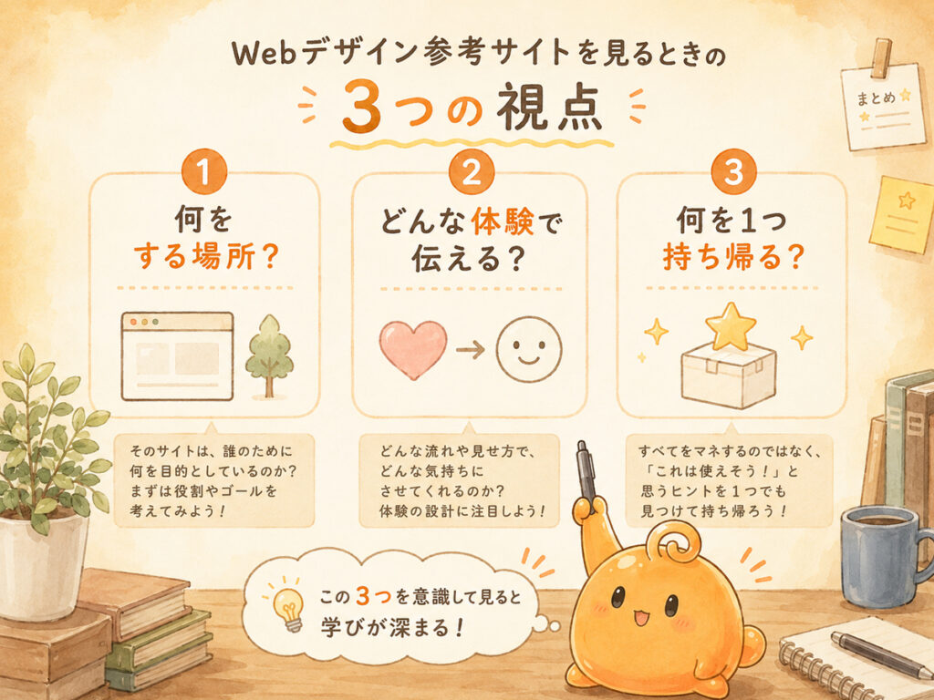 Webデザインの参考サイトを見る3つの視点を整理した図